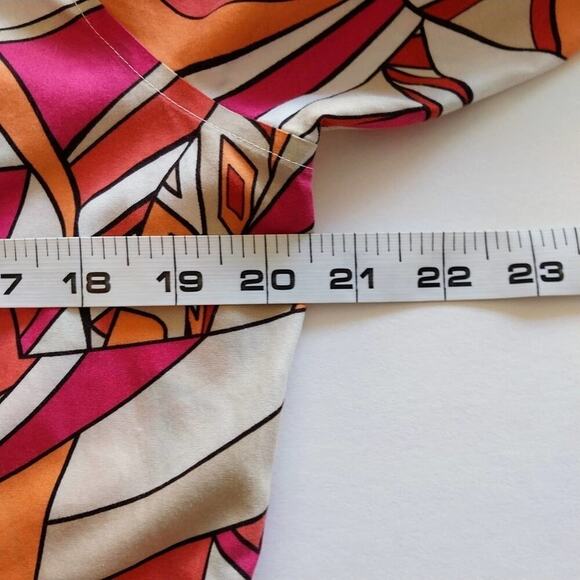 Chico's Button Up Top Women Size Medium Pink Retro Abstract Artsy Preppy - Picture 5 of 8